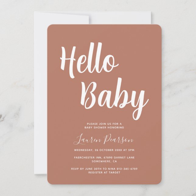 Hello Baby Rustic Baby Shower Invitation (Front)