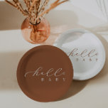 Hello Baby Script Minimalist Baby Shower Paper Plate<br><div class="desc">We are always adding new designs weekly!</div>