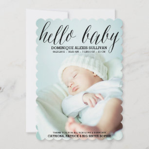 Hello Baby Script Photo Birth Announcement I