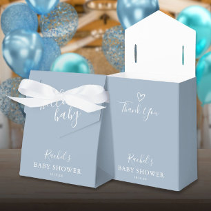 Hello Baby Shower Baby Boy Dusty Blue Cute Heart Favour Box