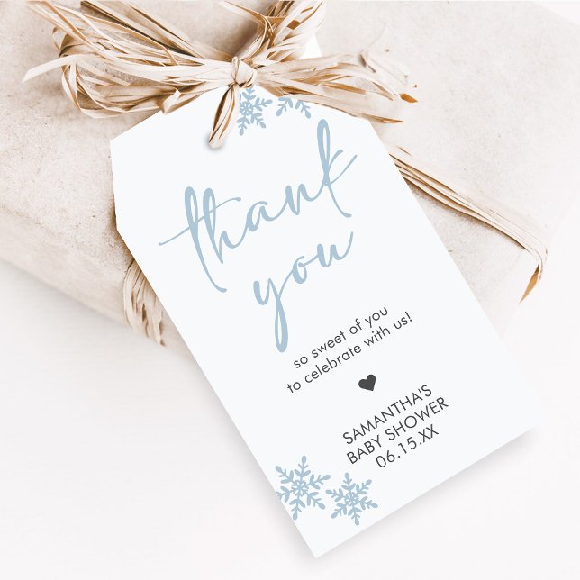 Hello Baby Shower Favor Tags (Winter Baby Shower Favor Tags)