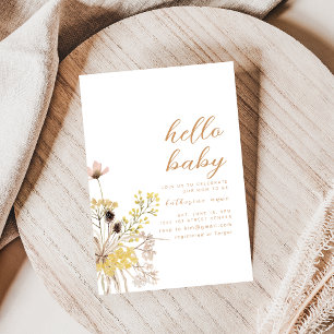 Hello Baby Shower Party Invite Boho Wildflowers
