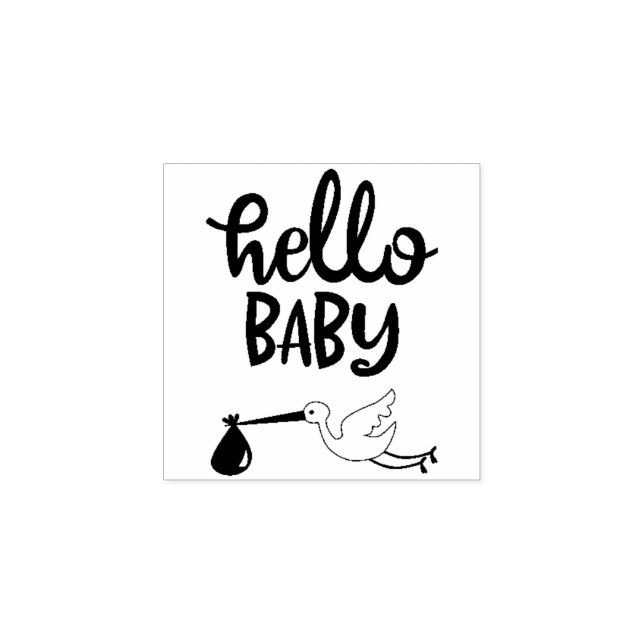 Hello Baby Shower Rubber Stamp (Imprint)