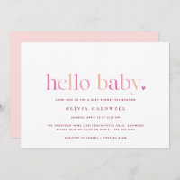 Hello Baby | Simple Heart Pink Girl Baby Shower