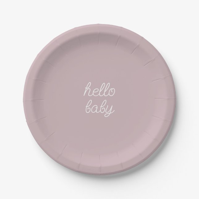 Hello Baby Sip and See and Baby Shower Party Plate (Front)