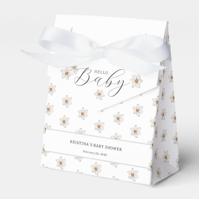 Hello Baby Spring Daffodil Baby Shower Favour Box (Front Side)