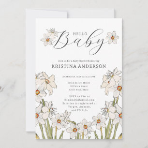 Hello Baby Spring Flowers Baby Shower  Invitation