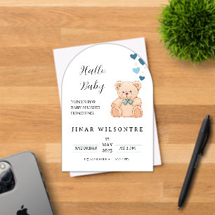 Hello Baby Teddy Bear Baby Shower Invitation