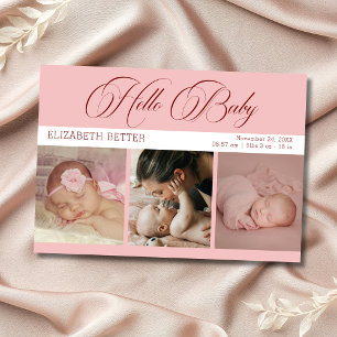 Hello Baby Three Photos Baby Shower Thank You Card
