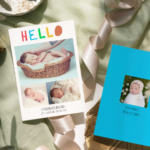 Hello Baby Typography Collage Modern Announcement