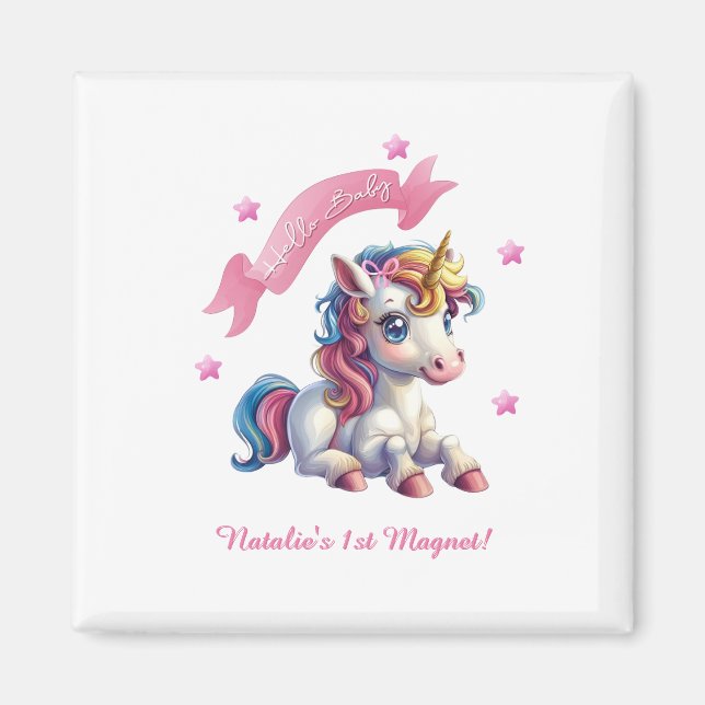 Hello Baby Unicorn Design Magnet (Front)