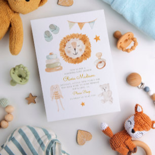 Hello Baby Watercolor Clothes & Toys Baby Shower  Invitation
