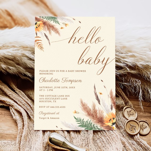 Hello Baby Wildflower Baby Shower Invitation (Creator Uploaded)