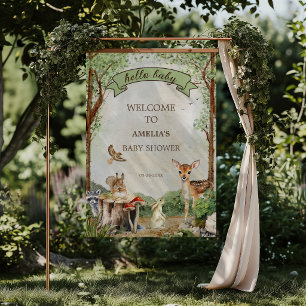 Hello Baby Woodland Baby Shower Welcome Poster