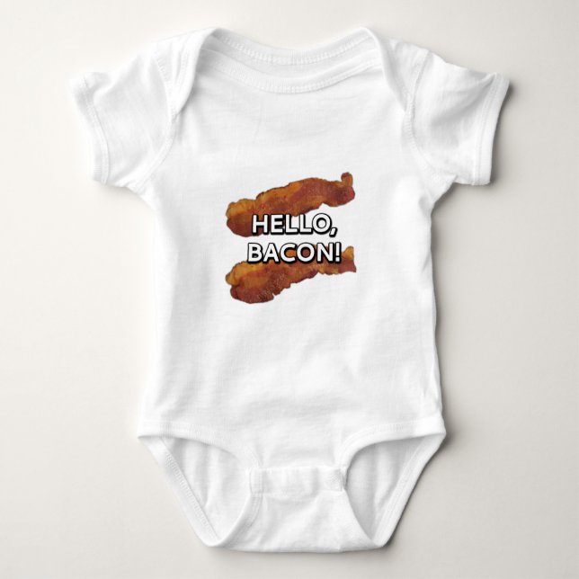 Hello, bacon. baby bodysuit (Front)