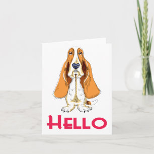 Hello Basset Hound Puppy Dog Note Card