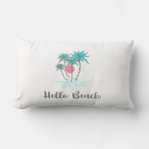 Hello Beach  Tropical  Summer Unique Lumbar Cushion