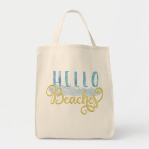 Hello Beaches - Watercolor Summer Tote Bag