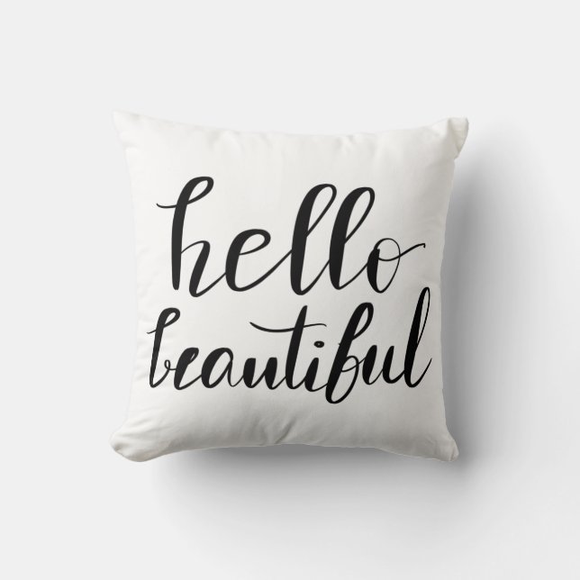 Hello Beautiful Calligraphy Handwritten Script Cushion (Front)