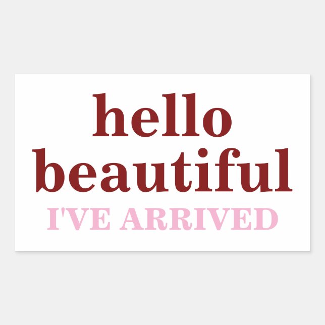 HELLO BEAUTIFUL CUSTOMIZED TEXT AND LOGO STYLISH  RECTANGULAR STICKER (Front)