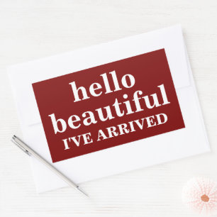 HELLO BEAUTIFUL CUSTOMIZED TEXT AND LOGO STYLISH RECTANGULAR STICKER