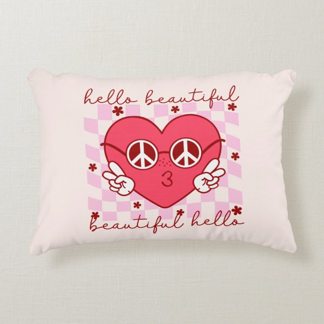 Hello Beautiful | Cute & Heartfelt Decorative Cushion (Front)