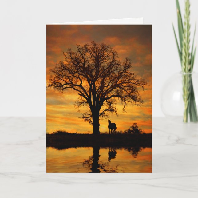 Hello Beautiful Day with Horse Water Oak Tree Card (Front)