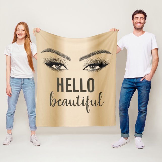 Hello Beautiful Eyelash Extensions Makeup Artist Fleece Blanket (In Situ)