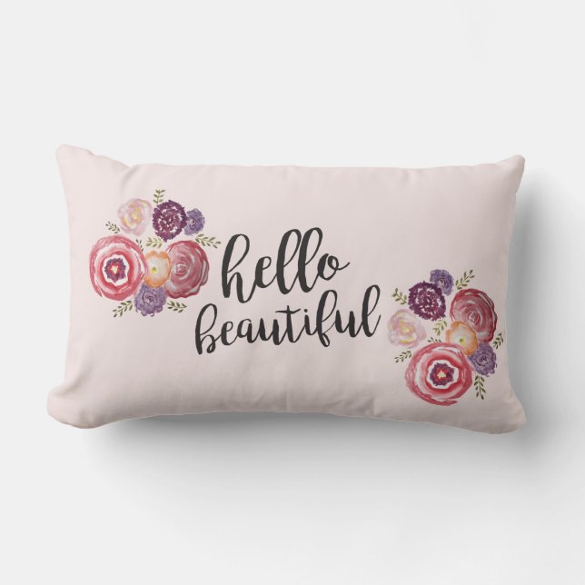 Hello Beautiful Flower Pillow (Front)