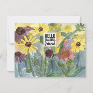 Hello Beautiful Friend Blessings Flower Garden Postcard
