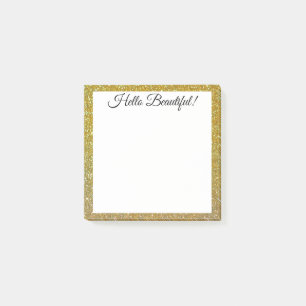 Hello beautiful! gold glitters border,custom post-it notes