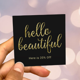 Hello Beautiful Gold Script Beauty Salon Referral Card