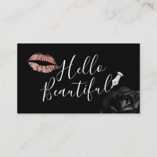 Hello Beautiful Lips Typography Makeup Artist Business Card