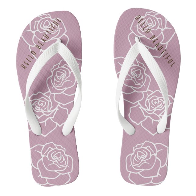 Hello Beautiful - Modern Chic Pink Rose Jandals (Footbed)