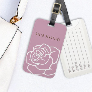 Hello Beautiful - Modern Chic Pink Rose Luggage Tag