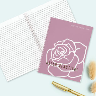 Hello Beautiful - Modern Chic Pink Rose Notebook