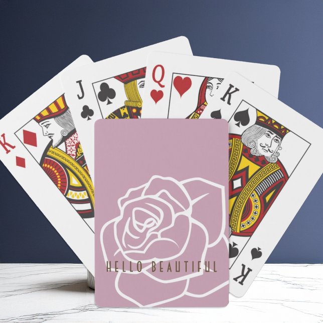 Hello Beautiful - Modern Chic Pink Rose Playing Cards (Creator Uploaded)