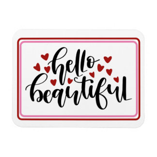 Hello Beautiful Modern Hearts Magnet