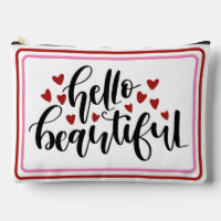 Hello Beautiful Modern Hearts Print Cut Sew Bag