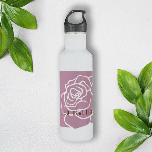 Hello Beautiful - Modern Pink Rose Custom 710 Ml Water Bottle