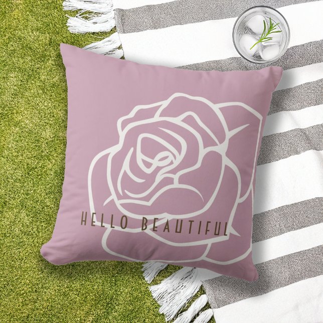 Hello Beautiful - Modern Pink Rose Flower Cushion (Creator Uploaded)