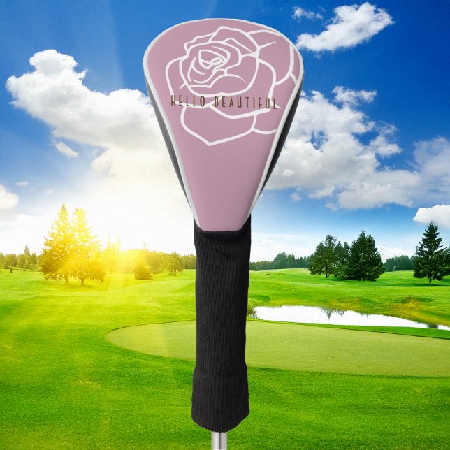Hello Beautiful - Modern Pink Rose Golf Head Cover (Creator Uploaded)