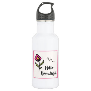 Hello Beautiful Pretty Pink Orange Wildlflower 532 Ml Water Bottle