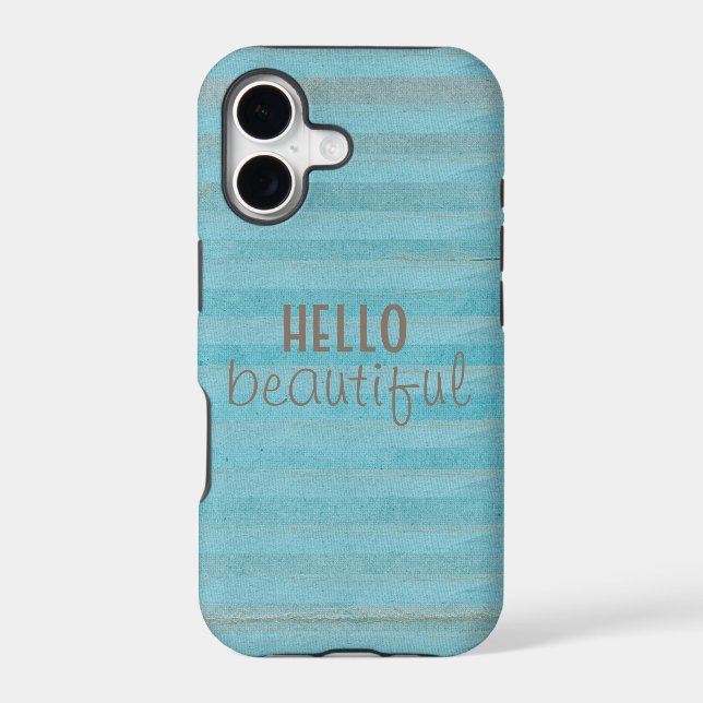 Hello Beautiful Quote Boho Striped Pattern (Back)