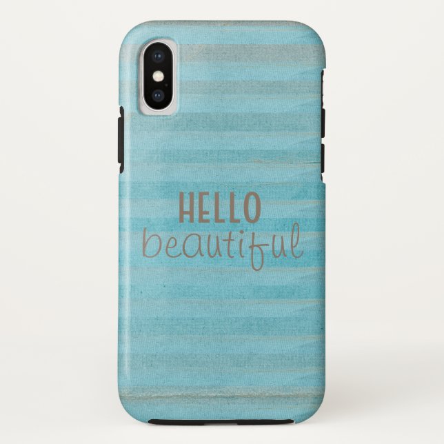 Hello Beautiful Quote Boho Striped Pattern Case-Mate iPhone Case (Back)