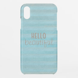 Hello Beautiful Quote Boho Striped Pattern iPhone XR Case