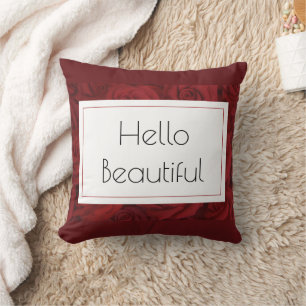 "Hello Beautiful" Red Rose Cushion