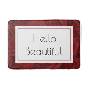 "Hello Beautiful" Red Rose Medium Bath Mat