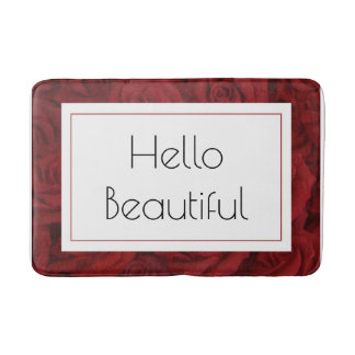 "Hello Beautiful" Red Rose Medium  Bath Mat