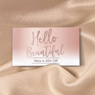 Hello Beautiful Rose Gold Pastel Salon Referral Card